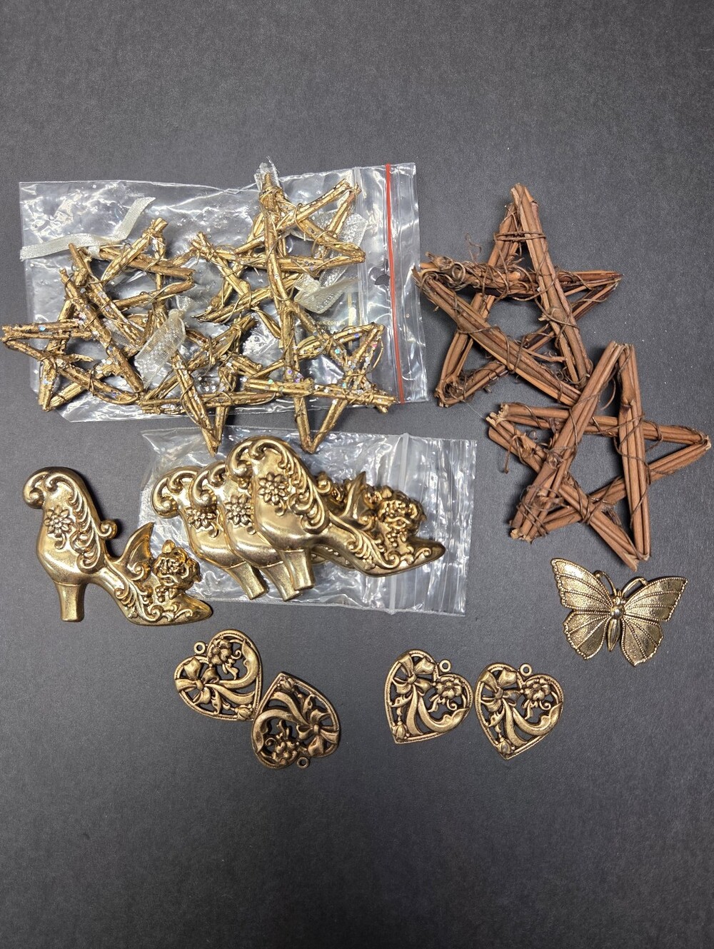 Assorted Brass And Wood Craft Pieces Vintage